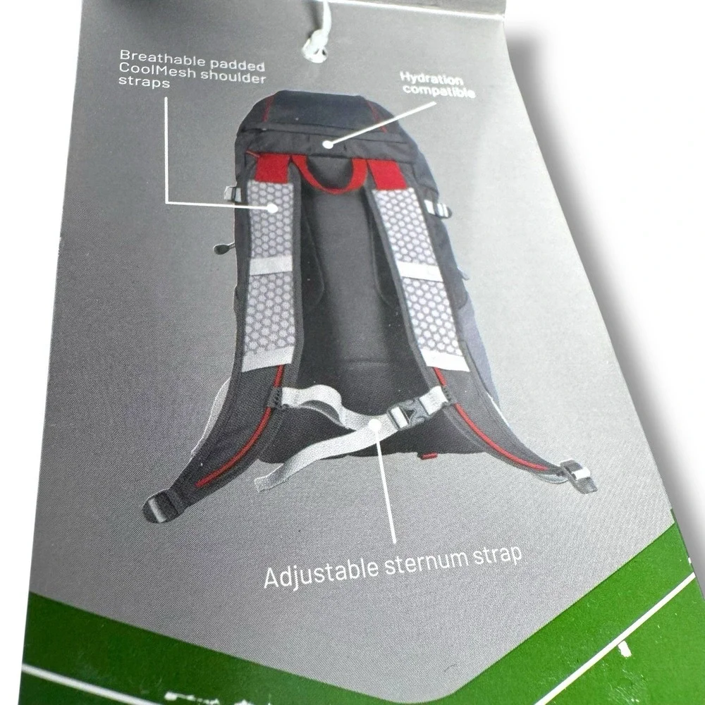 Timber Ridge Bendeleben 15L Backpack Gray Red Lightweight Hiking Day Pack - NEW‎